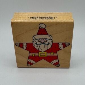 Vintage Hero Arts Star-Shaped Santa Wood-mounted Rubber Stamp
